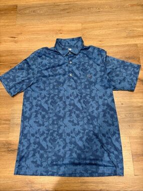 Greg Norman Men's Blue Camouflage Polo Shirt